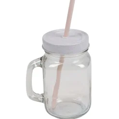 Gifi Bocal à paille en verre irisé avec couvercle