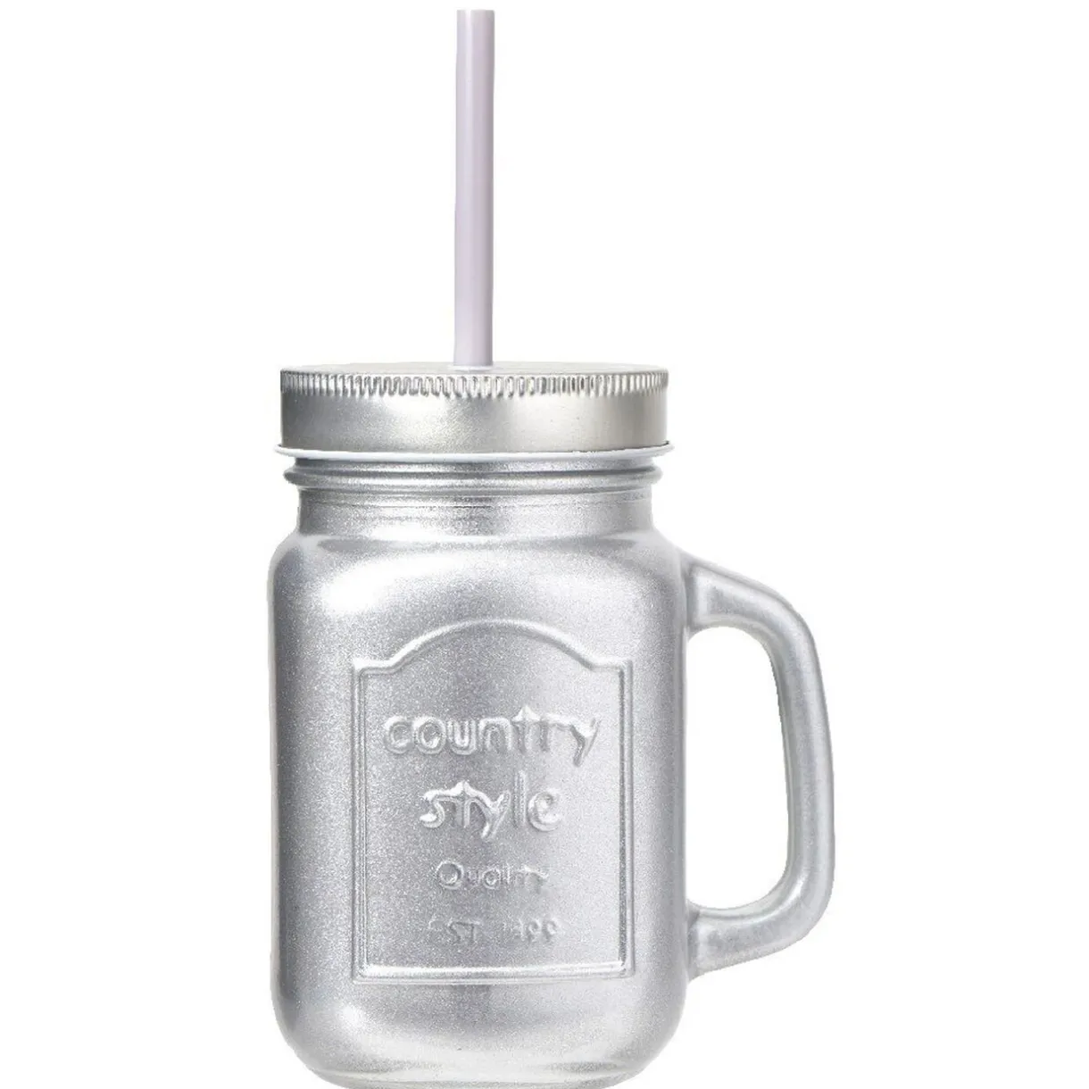 Gifi Bocal avec paille argenté 460 ml