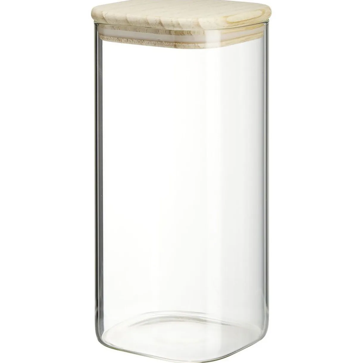 Gifi Bocal carré transparent avec couvercle en bois 1,4L Outlet