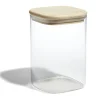 Gifi Bocal de conservation 1L en verre avec couvercle en bois Discount