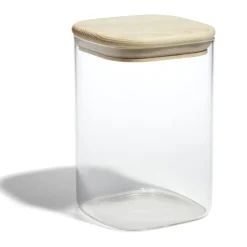 Gifi Bocal de conservation 1L en verre avec couvercle en bois Discount