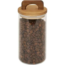 Gifi Bocal de conservation 800ml en verre avec couvercle en bois Ø9,5xH14cm