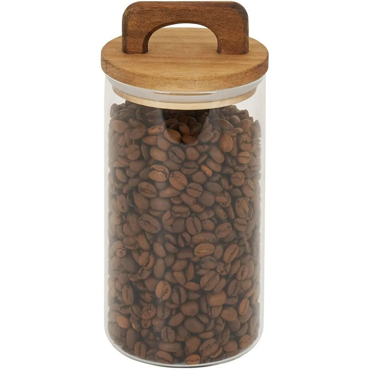 Gifi Bocal de conservation 800ml en verre avec couvercle en bois Ø9,5xH14cm