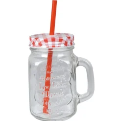Gifi Bocal en verre + paille 500 ml Clearance