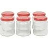 Gifi Bocal en verre transparent avec couvercle rouge 300 ml x6 Online