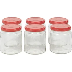 Gifi Bocal en verre transparent avec couvercle rouge 300 ml x6 Online