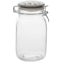Gifi Bocal hermétique carré en verre couvercle motif ciment 1,5 L Hot