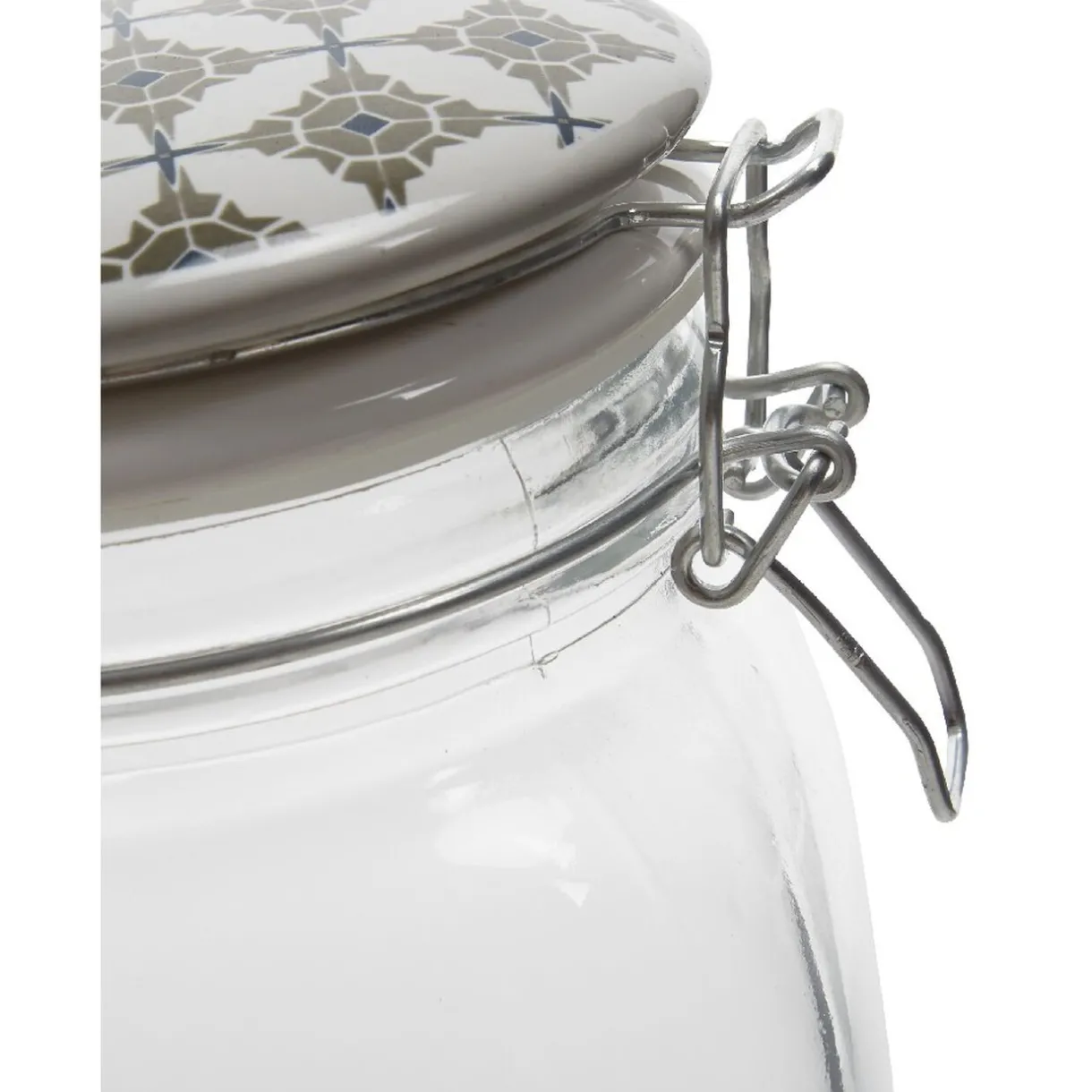Gifi Bocal hermétique carré en verre couvercle motif ciment 1,5 L Hot