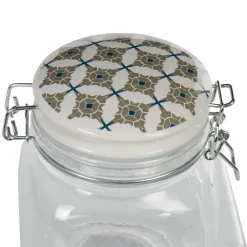 Gifi Bocal hermétique carré en verre couvercle motif ciment 1 L Outlet