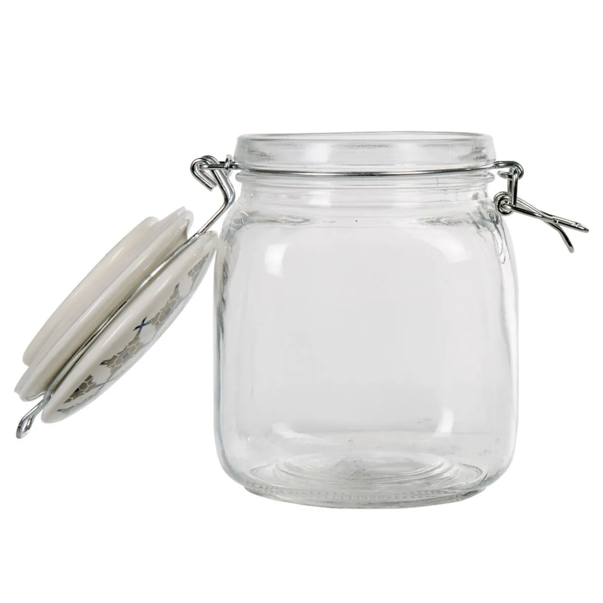 Gifi Bocal hermétique carré en verre couvercle motif ciment 1 L Outlet