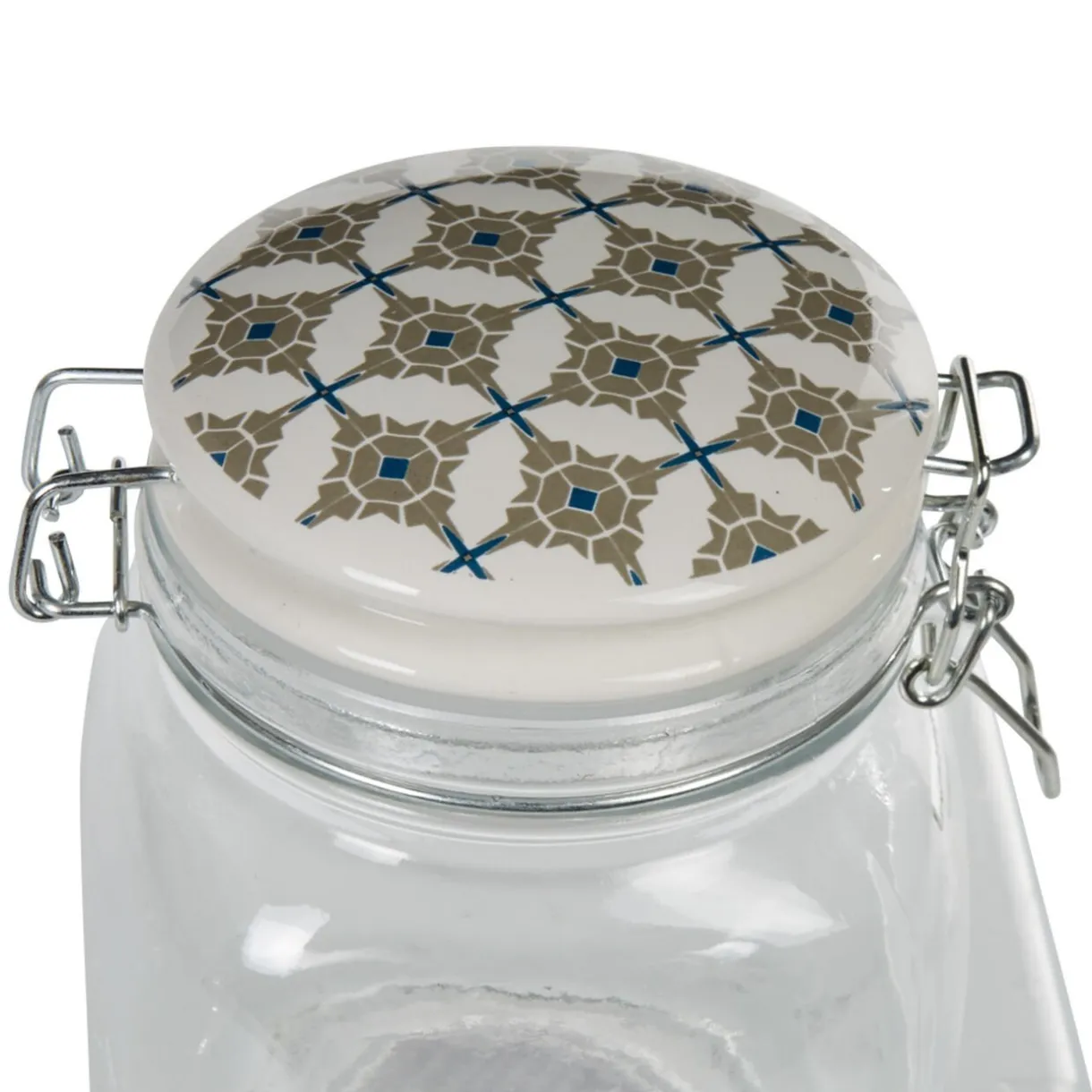 Gifi Bocal hermétique carré en verre couvercle motif ciment 750ml Sale