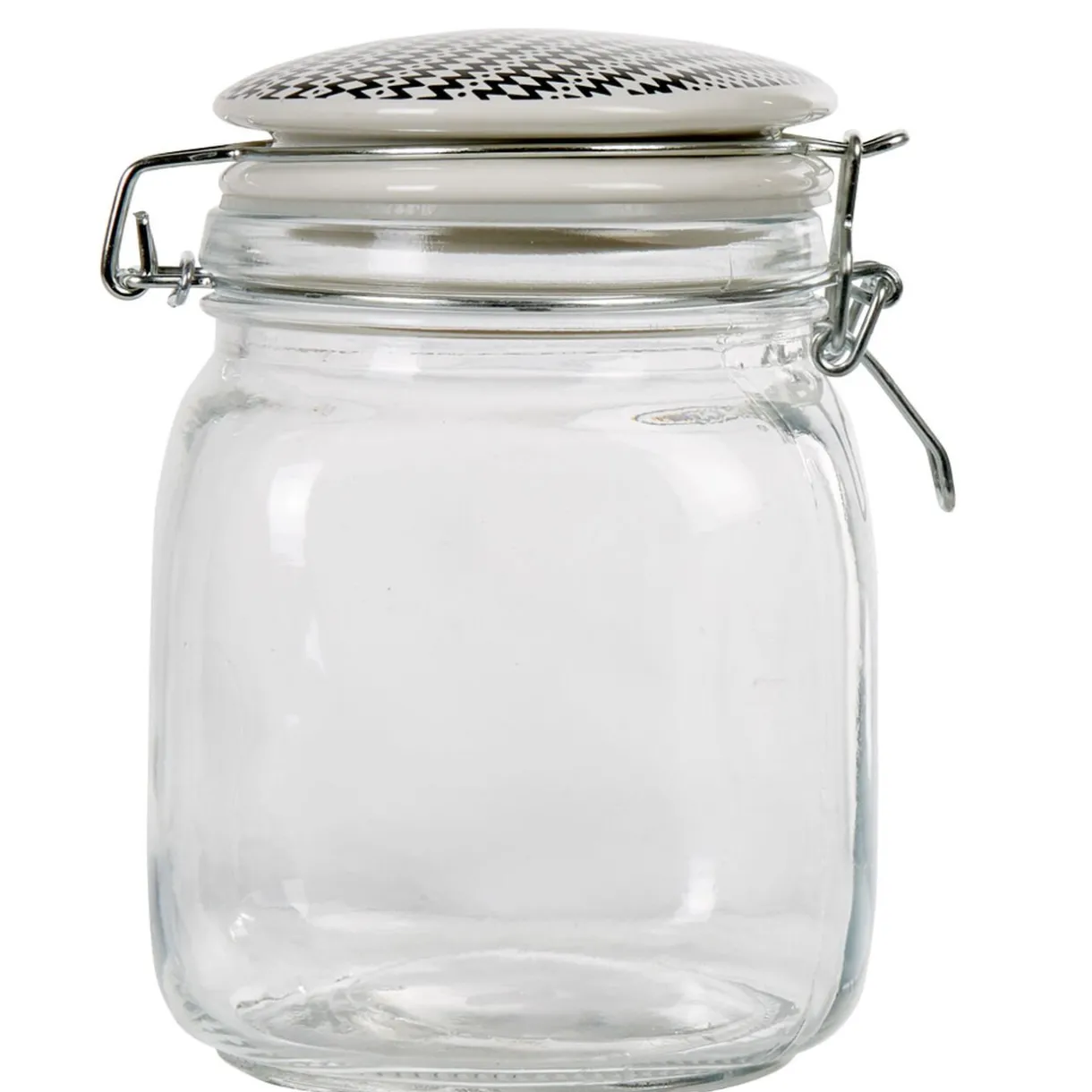 Gifi Bocal hermétique carré en verre couvercle motif ethnique 1 L Outlet