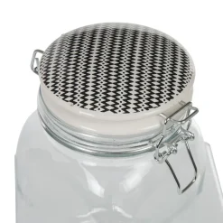 Gifi Bocal hermétique carré en verre couvercle motif ethnique 1 L Outlet