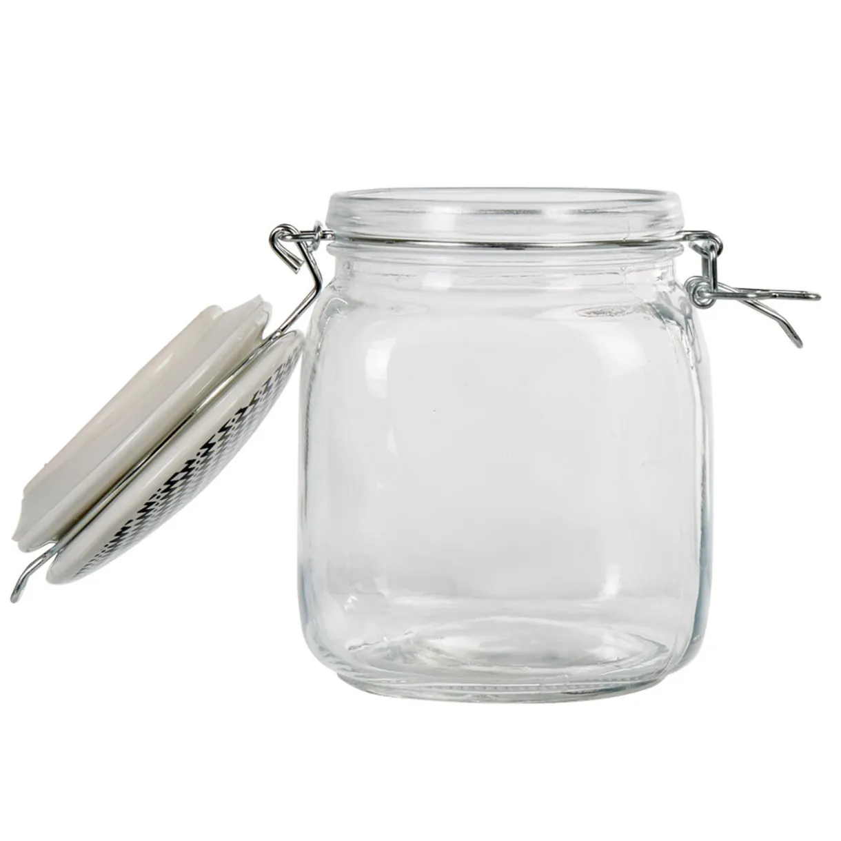 Gifi Bocal hermétique carré en verre couvercle motif ethnique 1 L Outlet