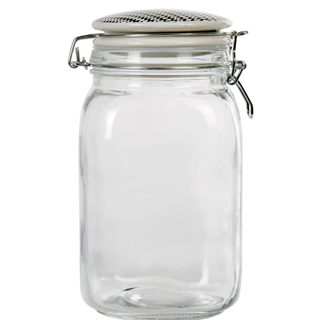 Gifi Bocal hermétique carré verre couvercle motif ethnique 1,5 L Best