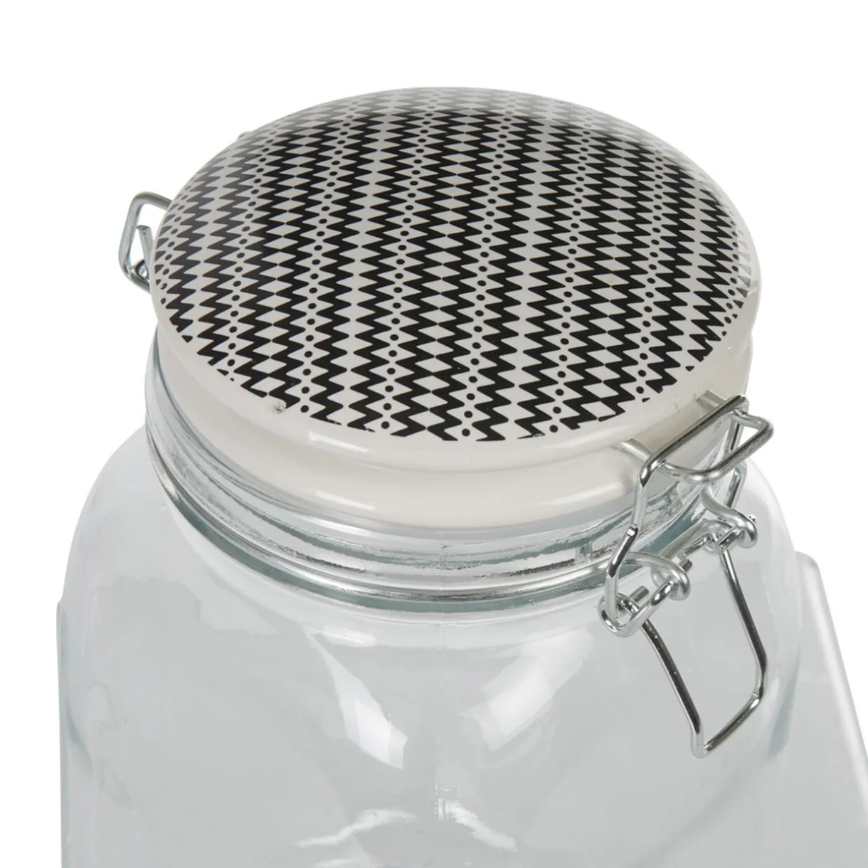 Gifi Bocal hermétique carré verre couvercle motif ethnique 750 ml Hot