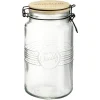 Gifi Bocal hermétique rond transparent avec couvercle en bambou H20 cm Discount