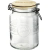 Gifi Bocal hermétique rond transparent avec couvercle en bambou H16,5 cm Online
