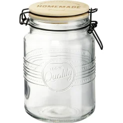 Gifi Bocal hermétique rond transparent avec couvercle en bambou H16,5 cm Online