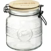 Gifi Bocal hermétique rond transparent avec couvercle en bambou H14,5 cm Outlet