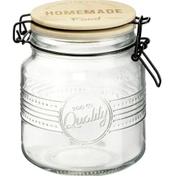 Gifi Bocal hermétique rond transparent avec couvercle en bambou H14,5 cm Outlet