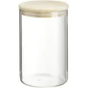 Gifi Bocal rond transparent avec couvercle en bois 1L Sale