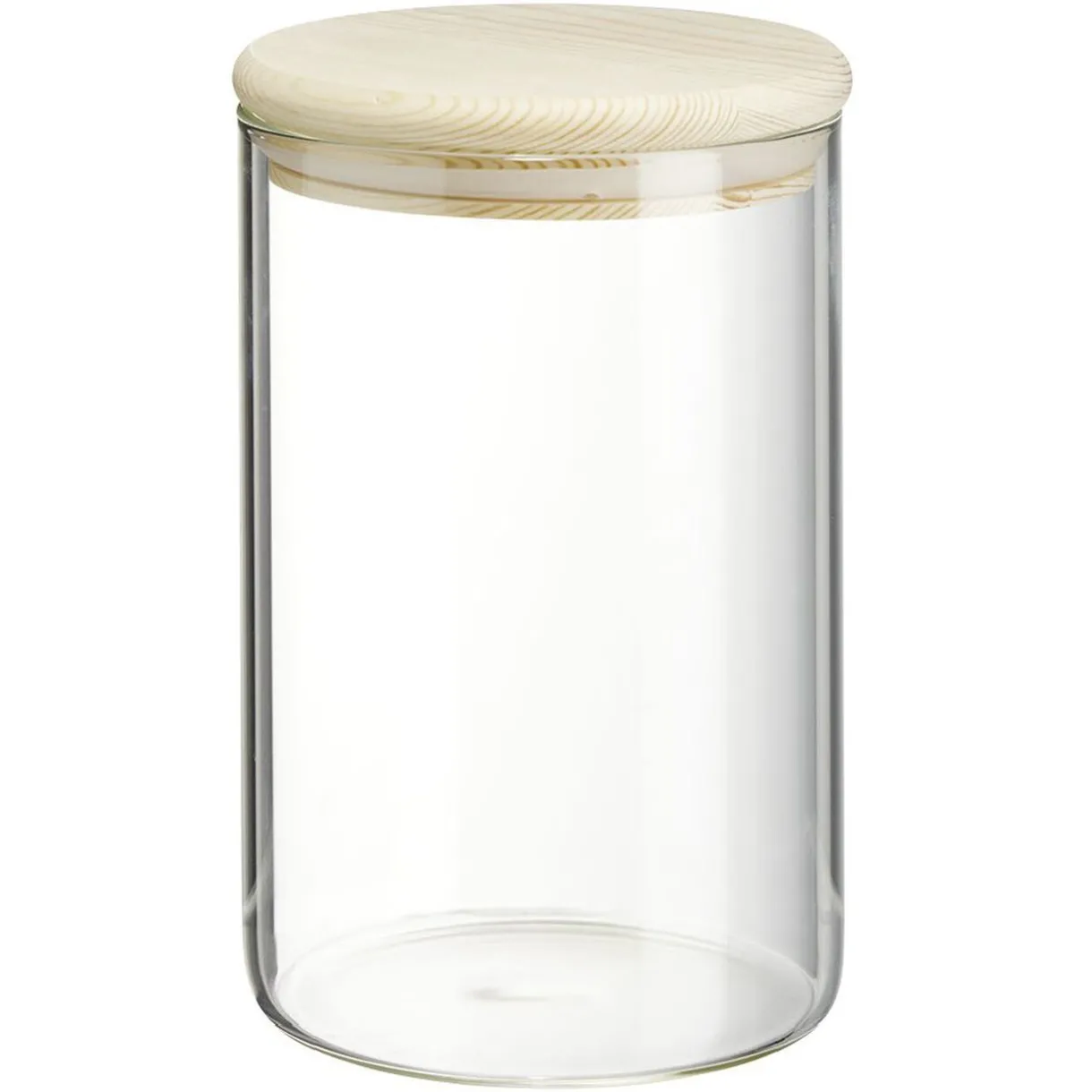 Gifi Bocal rond transparent avec couvercle en bois 1L Sale