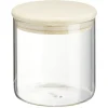Gifi Bocal rond transparent avec couvercle en bois 0,6L