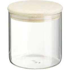 Gifi Bocal rond transparent avec couvercle en bois 0,6L
