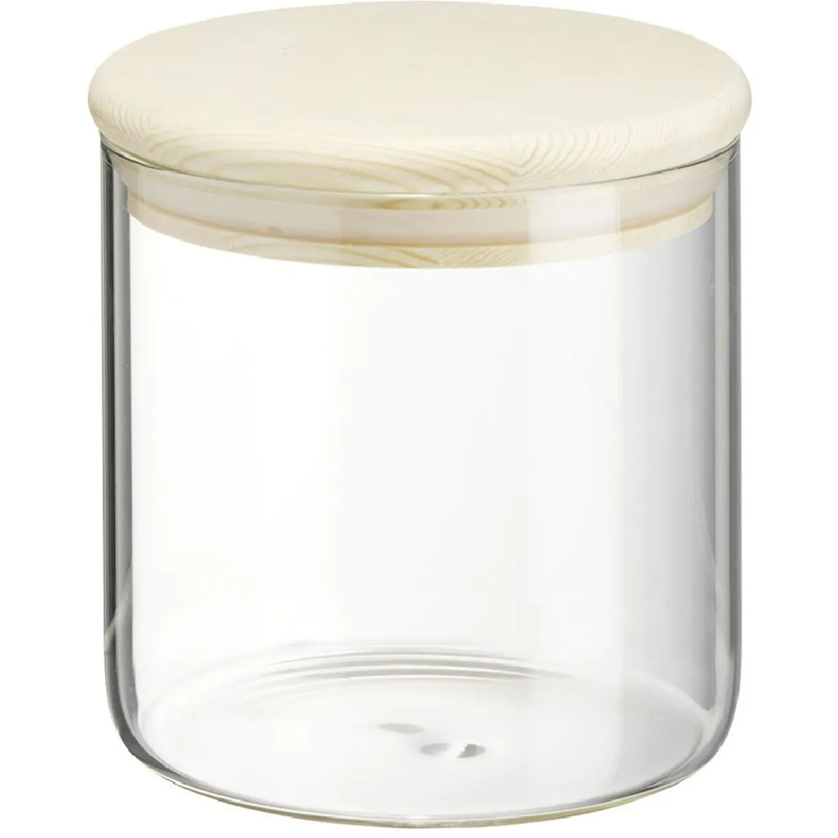 Gifi Bocal rond transparent avec couvercle en bois 0,6L