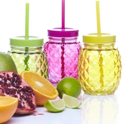 Gifi Bocal verre + paille couleur