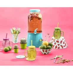 Gifi Bocal verre + paille couleur