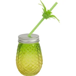 Gifi Bocal verre et paille ananas coloré Outlet