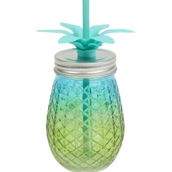 Gifi Bocal verre et paille ananas coloré Outlet