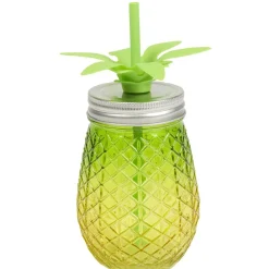 Gifi Bocal verre et paille ananas coloré Outlet