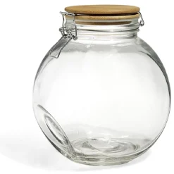 Gifi Bocal verre transparent 2,1L avec couvercle bambou et clip en fer Clearance
