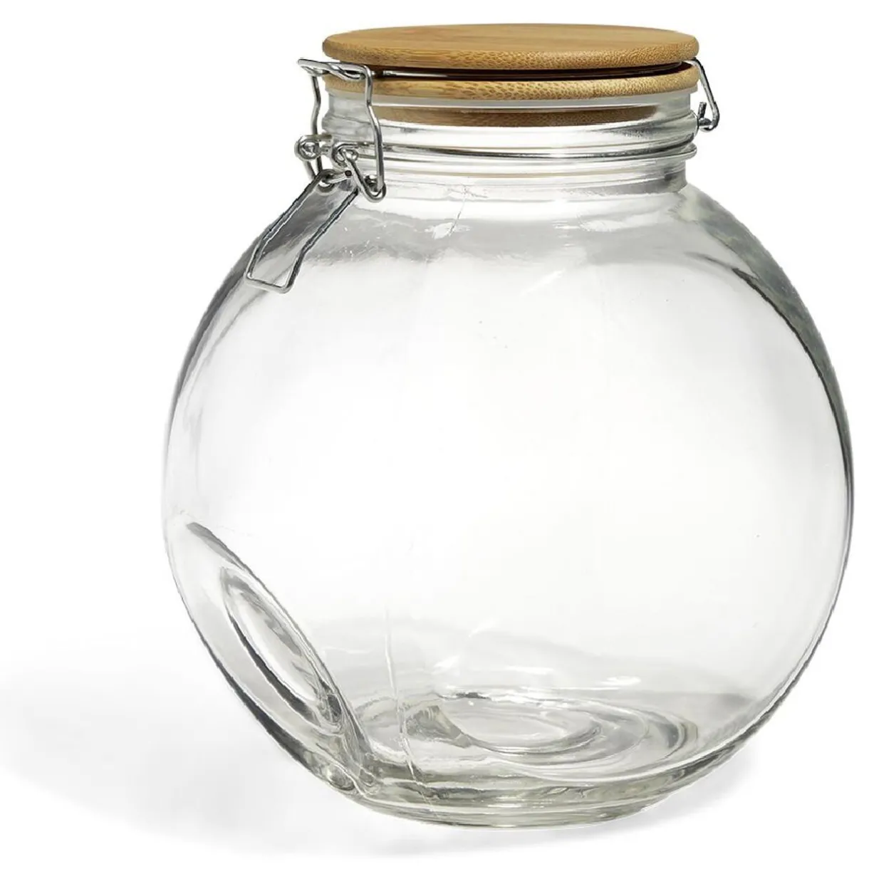 Gifi Bocal verre transparent 2,1L avec couvercle bambou et clip en fer Clearance