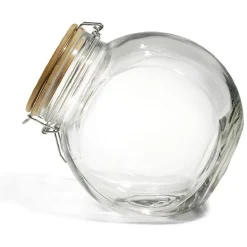 Gifi Bocal verre transparent 2,1L avec couvercle bambou et clip en fer Clearance