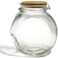 Gifi Bocal verre transparent 2,1L avec couvercle bambou et clip en fer Clearance