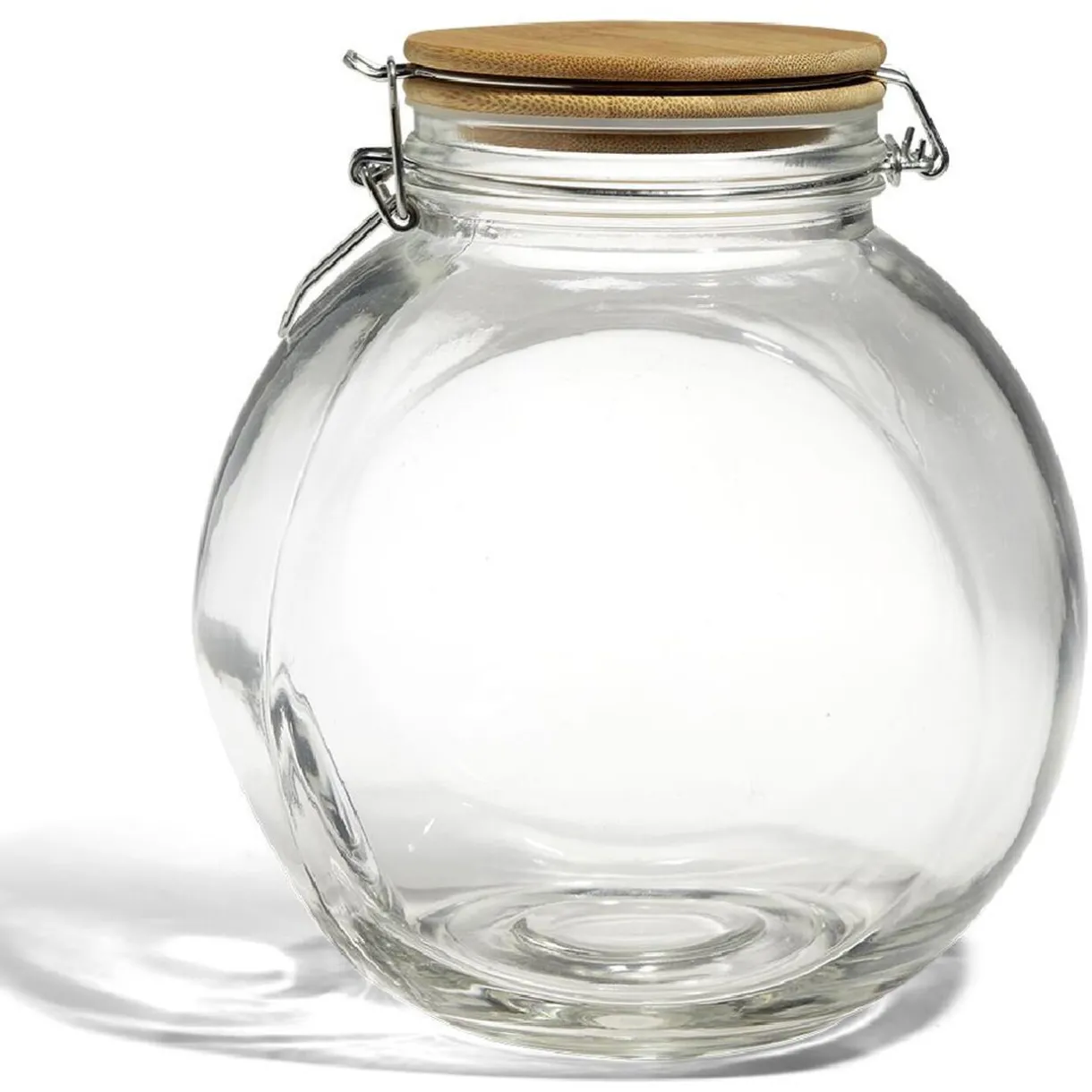 Gifi Bocal verre transparent 2,1L avec couvercle bambou et clip en fer Clearance