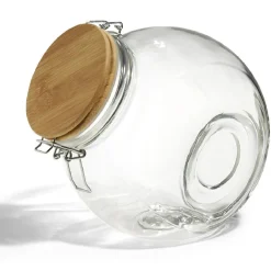 Gifi Bocal verre transparent 2,1L avec couvercle bambou et clip en fer Clearance