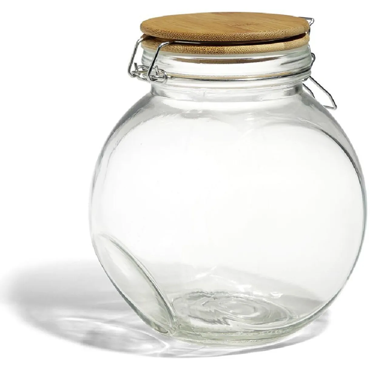 Gifi Bocal verre transparent 1,6L avec couvercle bambou et clip en fer Hot