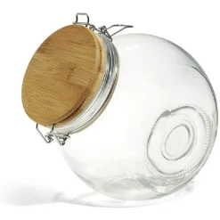 Gifi Bocal verre transparent 1,6L avec couvercle bambou et clip en fer Hot