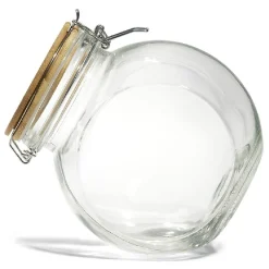 Gifi Bocal verre transparent 1,6L avec couvercle bambou et clip en fer Hot