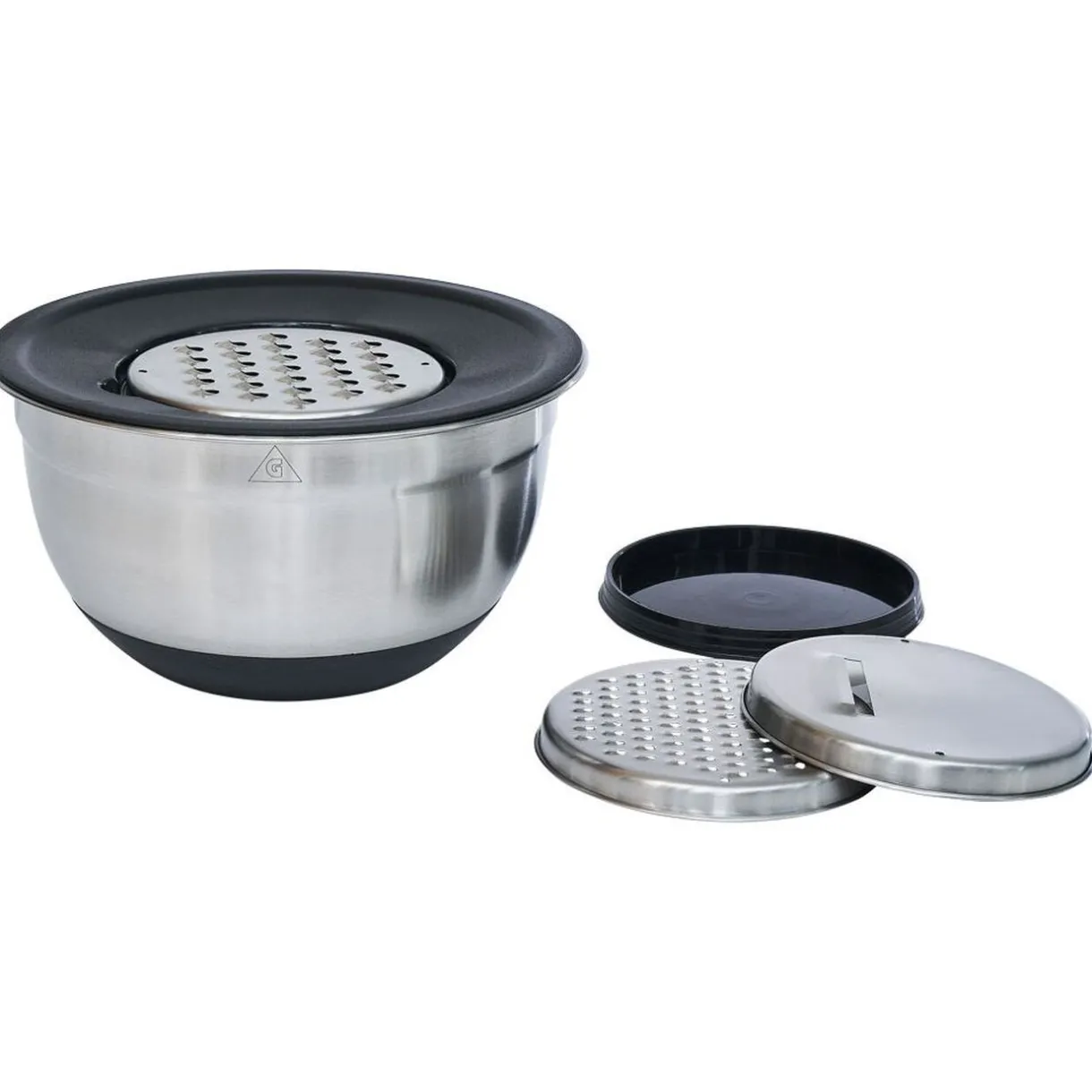 Gifi Bol à mixer inox avec base silicone et 3 râpes Ø22xH11,2cm New