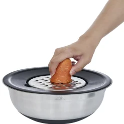 Gifi Bol à mixer inox avec base silicone et 3 râpes Ø22xH11,2cm New