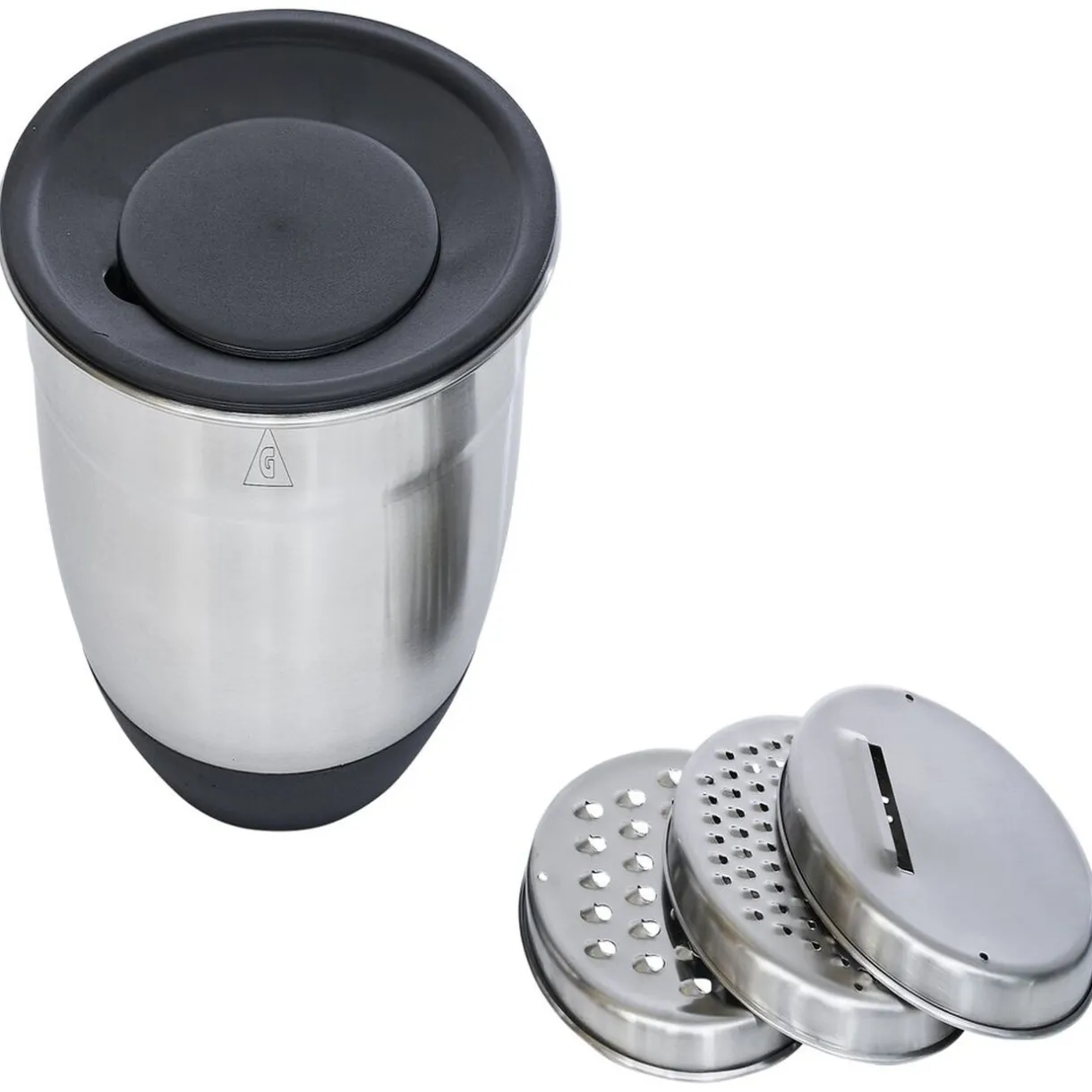 Gifi Bol à mixer inox avec base silicone et 3 râpes Ø22xH11,2cm New