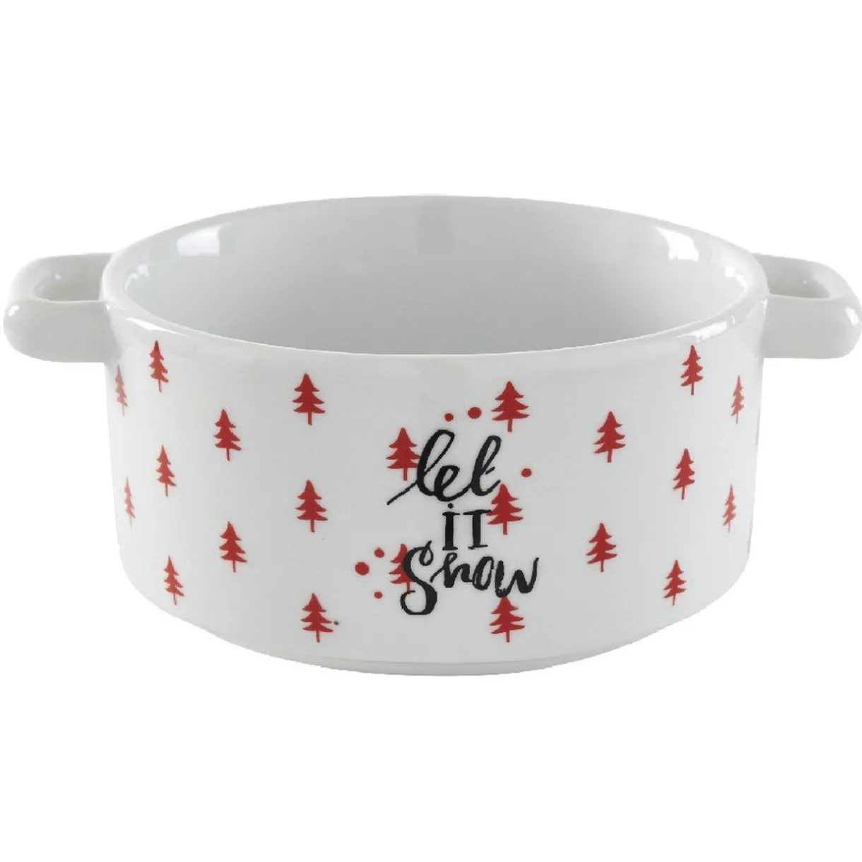 Gifi Bol à soupe blanc motif sapin rouge inscription Let it snow