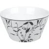 Gifi Bol blanc décor tiges feuilles noires New
