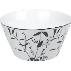Gifi Bol blanc décor tiges feuilles noires New